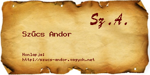 Szűcs Andor névjegykártya